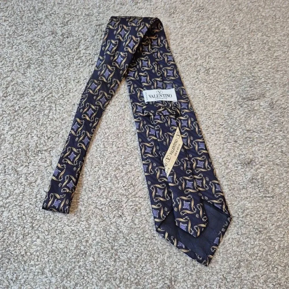 Valentino Silk Tie Geometric Men Necktie Italy